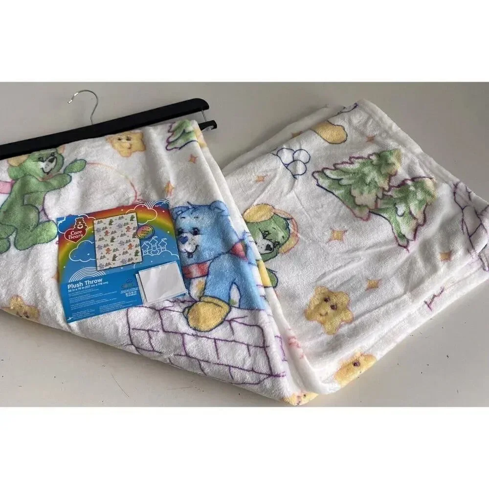 Care Bears Christmas Winter Snowball Fight  Soft Throw Blanket 50” X 70” NEW‎